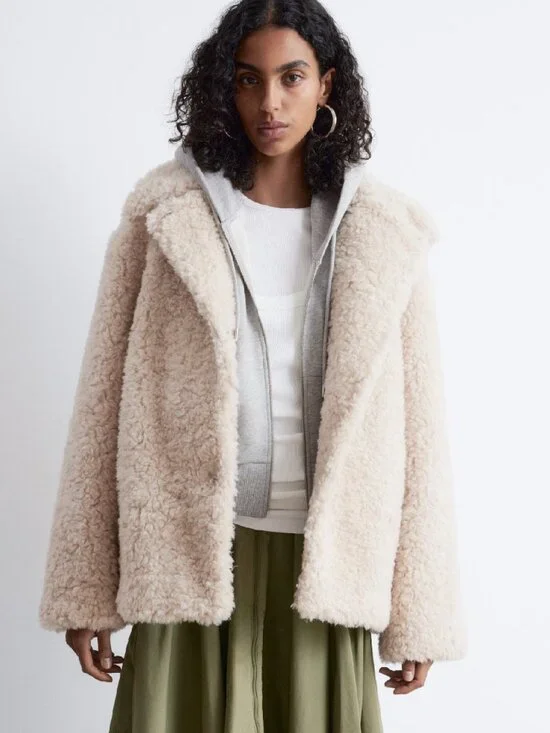 &Other Stories Wool-Blend Shearling-Fur Teddy Jacket Size Small - Picture 2 of 16